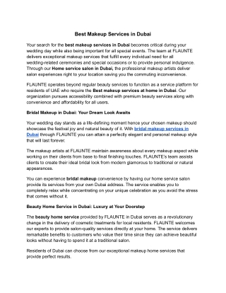 Best Makeup Services in Dubai