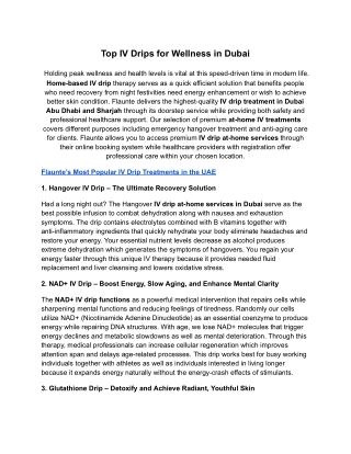 Top IV Drips for Wellness in Dubai