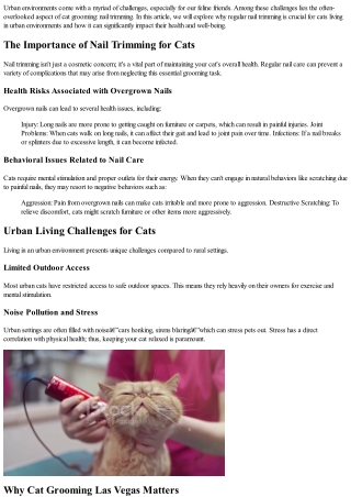 Why Regular Nail Trimming is Crucial for Cats Living in Urban Environments