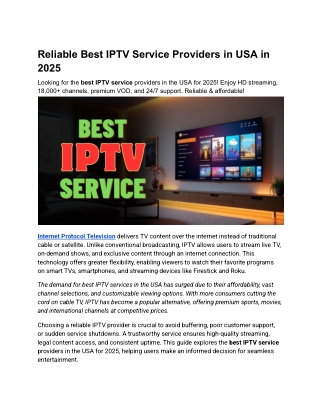 Reliable Best IPTV Service Providers in USA in 2025