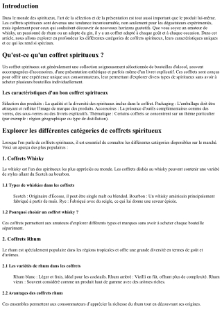 Explorer les différentes catégories de coffrets spiritueux