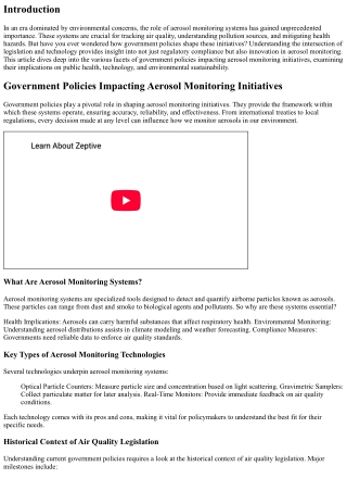 Government Policies Impacting Aerosol Monitoring Initiatives