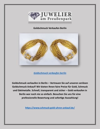 Goldschmuck Verkaufen Berlin