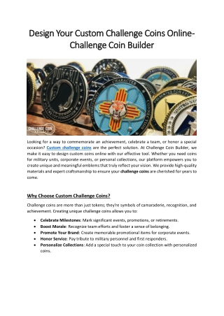 Design Your Custom Challenge Coins Online