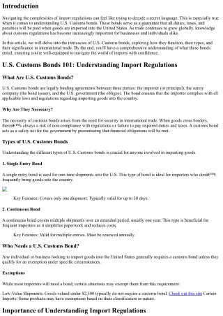 U.S. Customs Bonds 101: Understanding Import Regulations