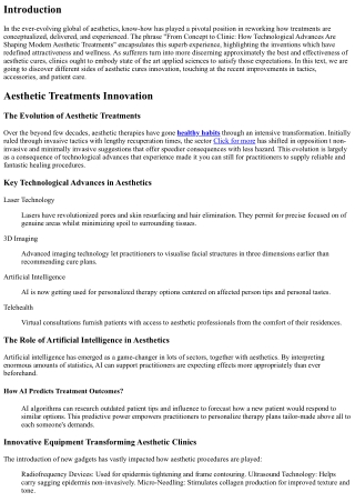 From Concept to Clinic: How Technological Advances Are Shaping Modern Aesthetic