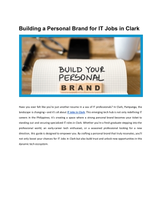 Building a Personal Brand for IT Jobs in Clark
