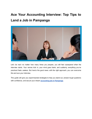 Ace Your Accounting Interview: Top Tips to Land a Job in Pampanga