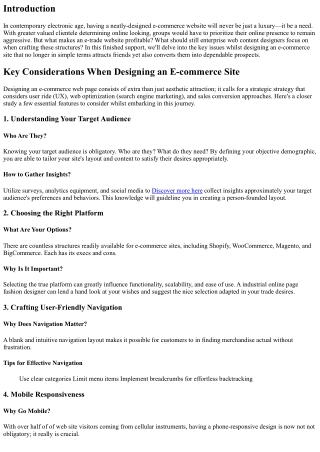 Key Considerations When Designing an E-commerce Site