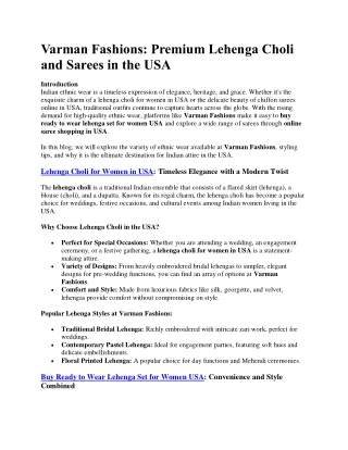 Premium Lehenga Choli and Sarees in the USA