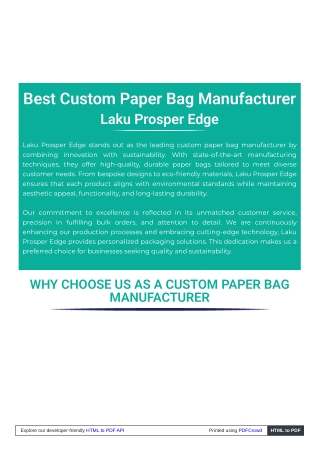 Custom paper bag manufacture