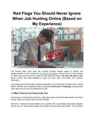Red Flags You Should Never Ignore When Job Hunting Online (Based on My Experience)