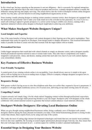 Stockport Website Designers: Elevating Local Businesses Online