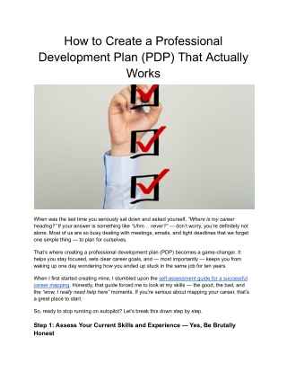 How to Create a Professional Development Plan (PDP) That Actually Works