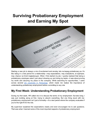 Surviving Probationary Employment and Earning My Spot