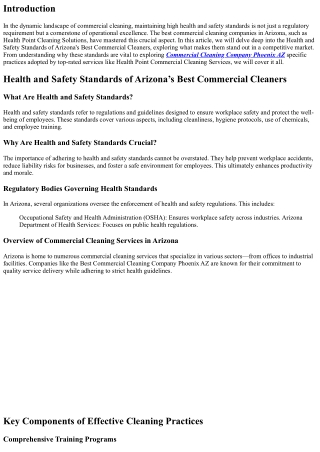 Health and Safety Standards of Arizona's Best Commercial Cleaners