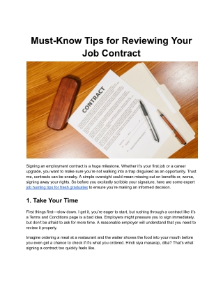 Must-Know Tips for Reviewing Your Job Contract