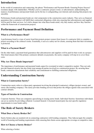 Performance and Payment Bonds: Ensuring Project Success