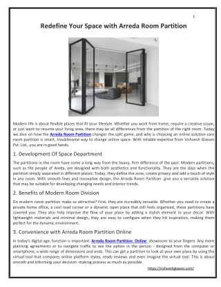 Redefine Your Space with Arreda Room Partition