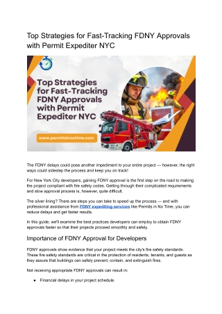 Top Strategies for Fast-Tracking FDNY Approvals with Permit Expediter NYC