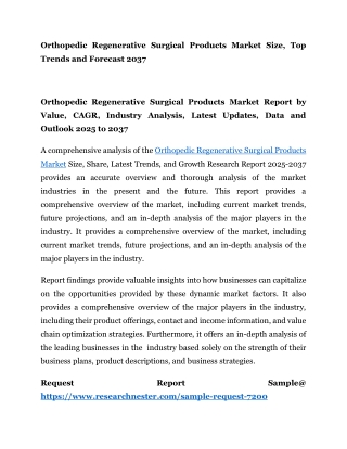 Orthopedic Regenerative Surgical Products Market