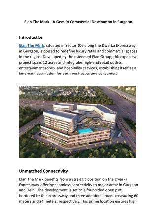 Elan The Mark 106 – Premium Commercial spaces in Gurgaon.