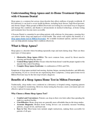 Understanding Sleep Apnea and At-Home Treatment Options with 4 Seasons Dental