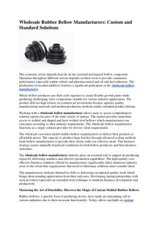 Wholesale Rubber Bellow Manufacturers