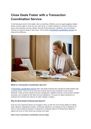 Close Deals Faster with a Transaction Coordination Service