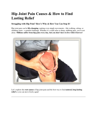 Hip Joint Pain Causes & How to Find Lasting Relief