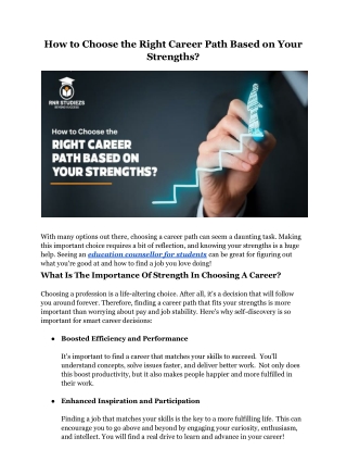 How to Choose the Right Career Path Based on Your Strengths