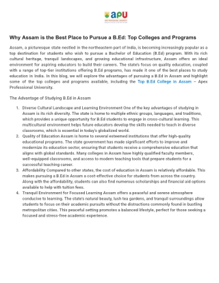Why Assam is the Best Place to Pursue a B.Ed_ Top Colleges and Programs