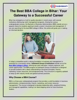 Best BBA College in Bihar