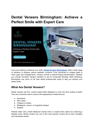 Dental Veneers Birmingham_ Achieve a Perfect Smile with Expert Care