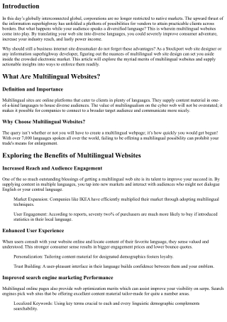 Exploring the Benefits of Multilingual Websites