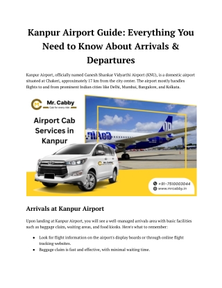 Book Airport Cab Services in Kanpur - Mr. Cabby