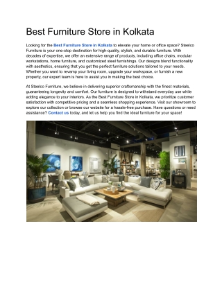 Best Furniture Store in Kolkata