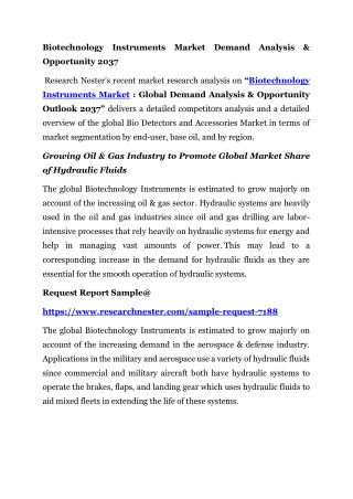 Biotechnology Instruments Market Demand Analysis & Opportunity 2037