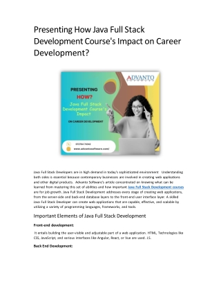 Presenting How Java Full Stack Development Course's Impact on Career Development