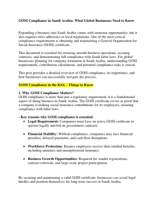 GOSI Compliance in Saudi Arabia What Global Businesses Need