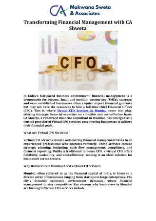 Transforming Financial Management with CA Shweta