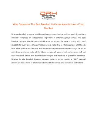 What Separates The Best Baseball Uniforms Manufacturers From The Rest