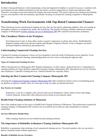 Transforming Work Environments with Top-Rated Commercial Cleaners