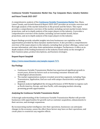 Continuous Variable Transmission Market