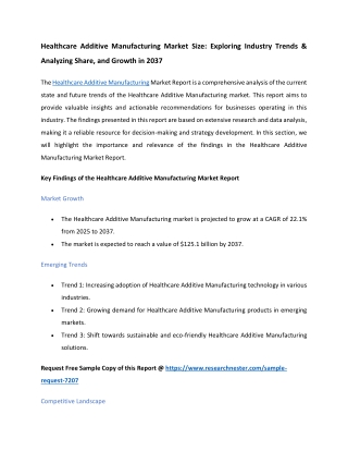 Healthcare Additive Manufacturing Market Size 2037
