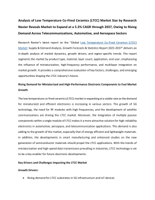 Low Temperature Co-Fired Ceramics (LTCC)  Market Trend 2037