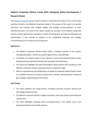 Medical Composites Market Size 2037
