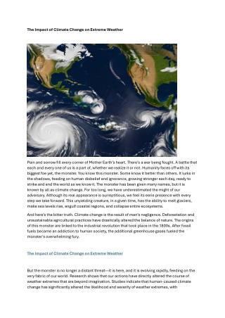 The Impact of Climate Change on Extreme Weather