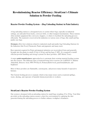 Reactor Powder Feeding System