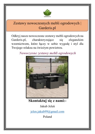Zestawy nowoczesnych mebli ogrodowych | Garderis.pl